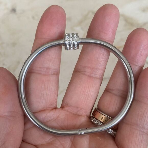 NWOT Stainless Steel & Crystal Rhinestones
Modern Minimalist Bracelet - Picture 10 of 11